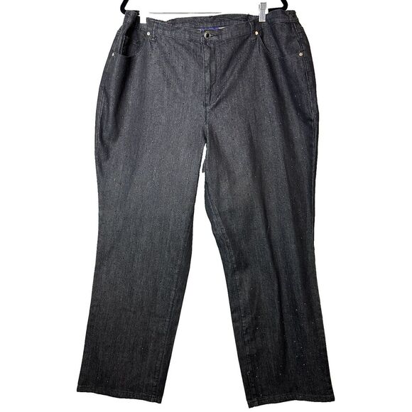 2/$30 Catherines Studded Rhinestone Straight Leg Jeans Size 22W Stretch Western - Picture 1 of 13